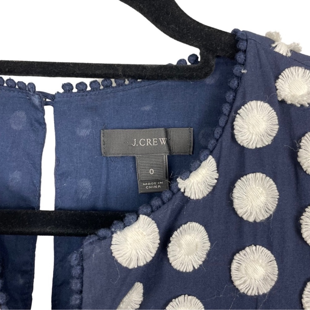 J. Crew Navy Bell Sleeve Dress With Fringe Dot size 0 - Picture 6 of 10